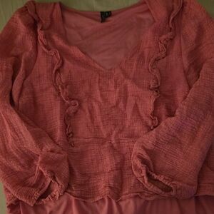 Vero Moda Coral Pink Ruffle Peasant Top